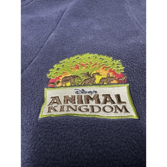 Vintage Disneys Animal Kingdom Sweater Men Sz S Navy 1/4 Zip Fleece Pullover 90s - Picture 3 of 8
